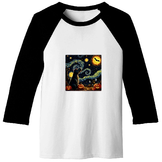 Hippo Pet Spooky Halloween Hippo Starry Night Baseball Tees