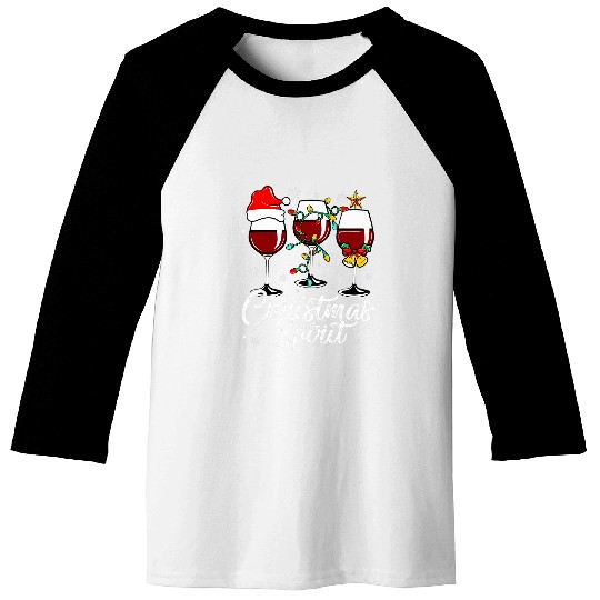 Wines Fun Christmas Spirit Glasses Of Wines Men Women Baseball Tees