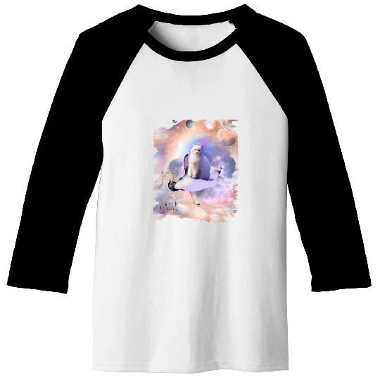 Penguin Pet Space Cat Riding Penguin 1 Baseball Tees