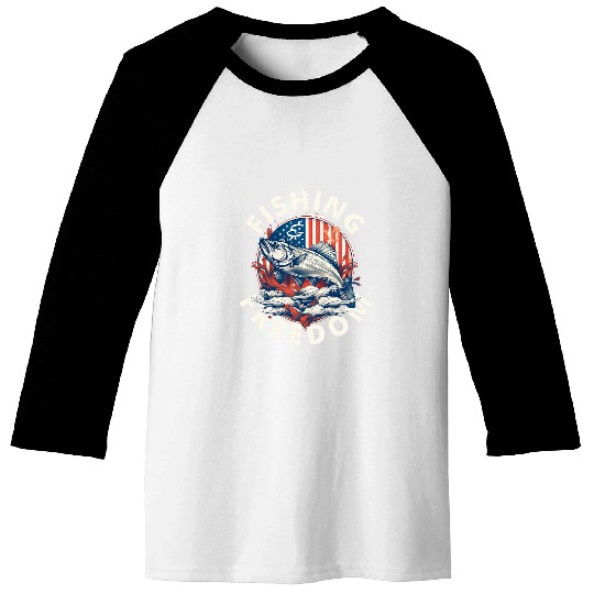 Fishing And Freedom Fish USA Patriotic Ocean Fishing Graphic Baseball Tees