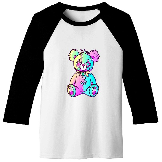 Bear Pet Cute Kawaii Anime Creepy Gothic Teddy Bear 4 Baseball Tees