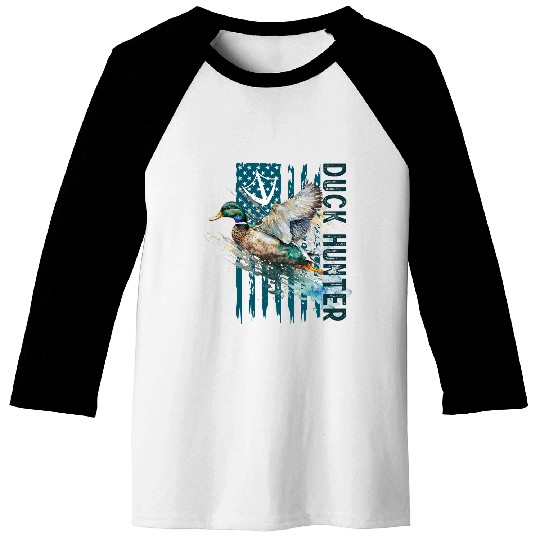 Duck Hunter American US Flag Duck Lover Waterfowl Hunting Baseball Tees