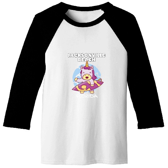 JACKSONVILLE BEACH FLORIDA Surf Retro Unicorns Surfing Baseball Tees
