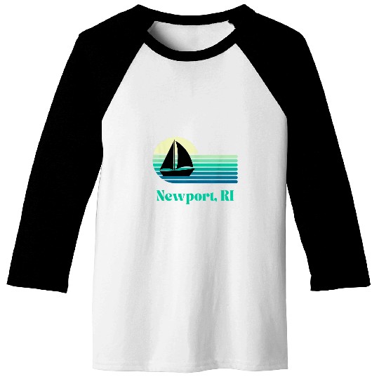Newport Rhode Island Retro vintages Groovy Sailing Sail Boat Baseball Tees