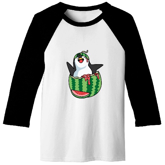 Penguin Pet Melon Penguin Fruit Vendor Baseball Tees