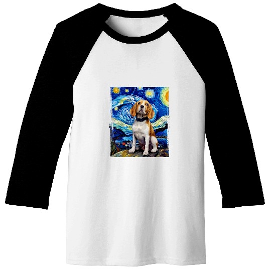 I Beagle Funny Van Gogh Art Beagle Lovers Baseball Tees