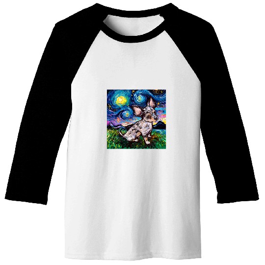 Dog Shetland Merle Shetland Sheepdog Night Van Gogh Dog Gift Dog Baseball Tees