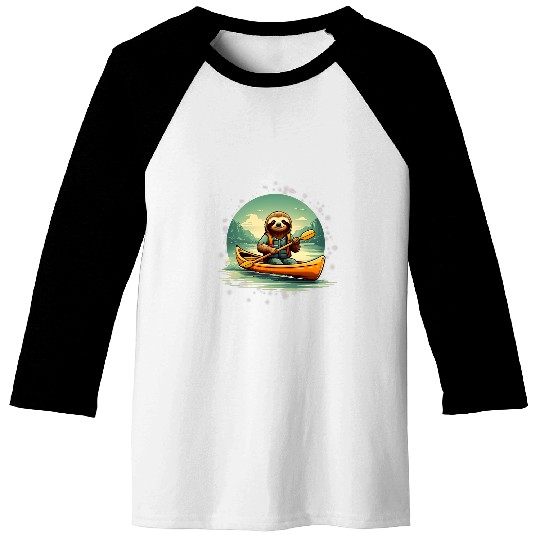 Kayaking Sloth Canoe Lover Funny Animals Vintage Baseball Tees