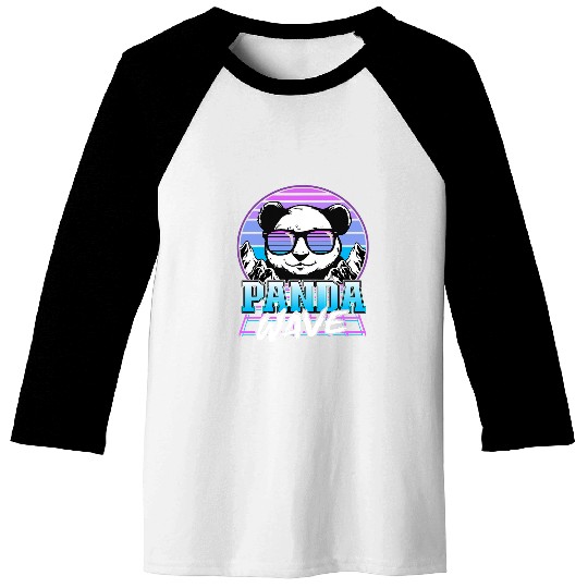 Panda Pet Wave Synthwave vintages Retrowave Sunset Panda Bear Baseball Tees