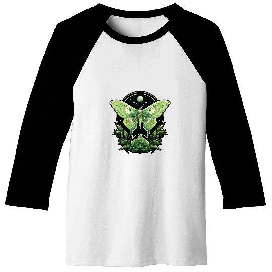 Luna Moth Insect Lover Witchy Aesthetic Moon Fairycore Baseball Tees