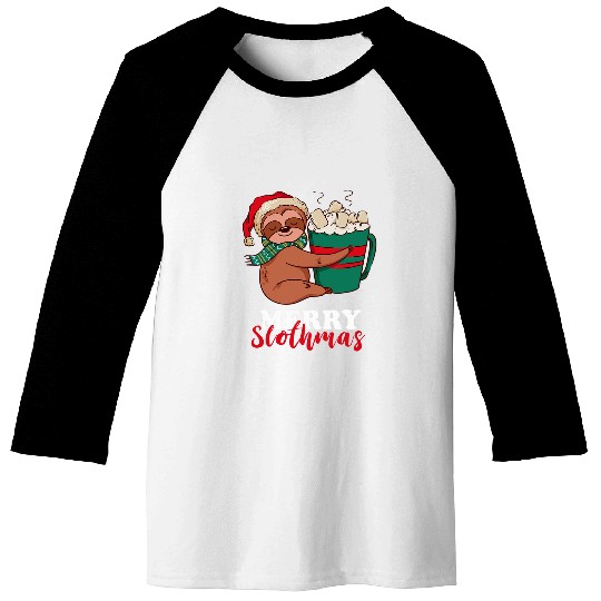 Sloth Pet Merry Christmas Sloth Hot Chocolate Christmas Santa Hat Baseball Tees