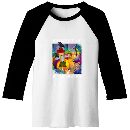 Scarecrow in Whimsical Garden Harvest of Imagination Baseball Tees
