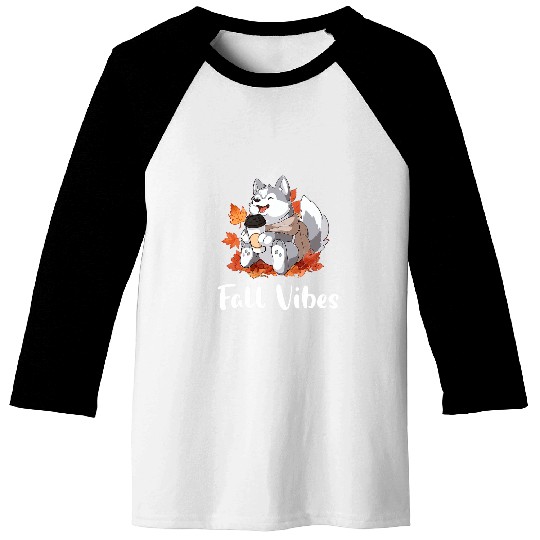Husky Fall Vibes Funny Dog Pumpkin Spice Latte Baseball Tees