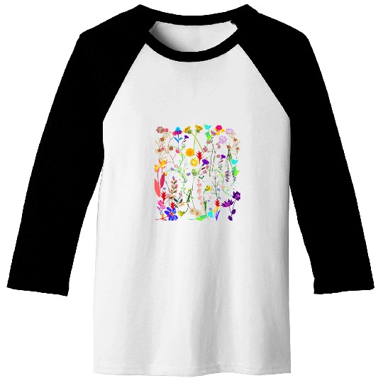 Nature Boho Wildflowers vintages Botanical Cottagecore Garden Baseball Tees