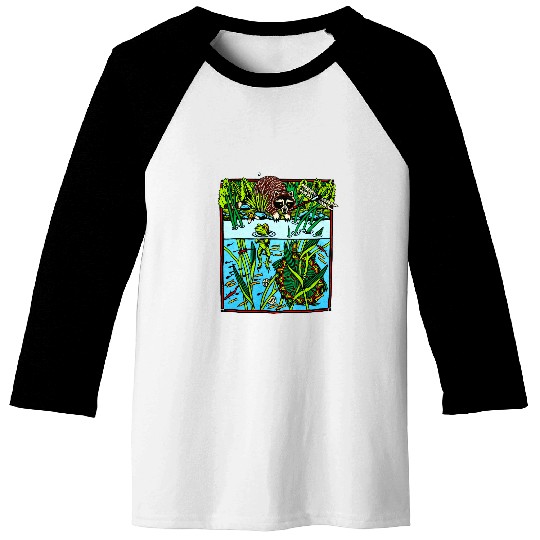 Raccoon Pet Pond Scene Youth Ash raccoon and frog Baseball Tees