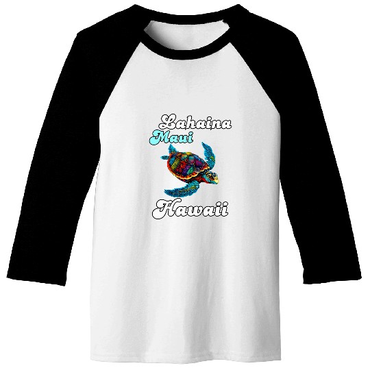 Turtle Pet Lahaina Maui North Shore Hawaii Floral Sea Turtle Vacation Baseball Tees