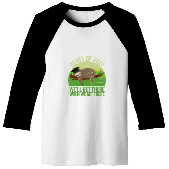 Sloth Pet Funny vintages 7th Grade Class Of 2027 Sloth Grow With Me Baseball Tees