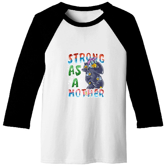 Penguin Pet Mom Strong As A Mother Mommy Mama Mother s Day Baseball Tees