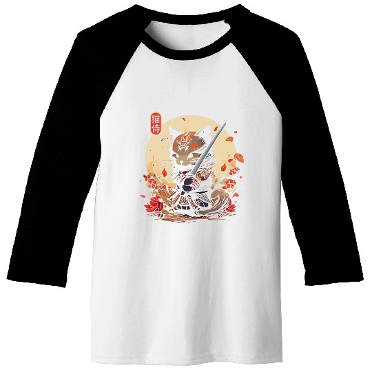 Japanese Samurai Cat Tattoo Kawaii Ninja Cat 9 Baseball Tees