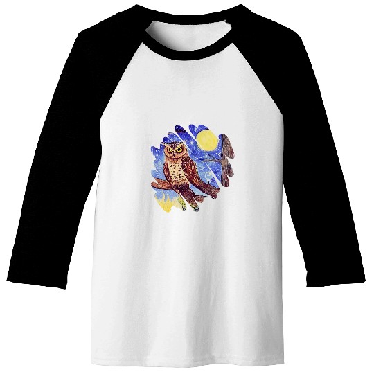 Owl Pet Art Van Gogh Style Starry Night Owl Lover Baseball Tees
