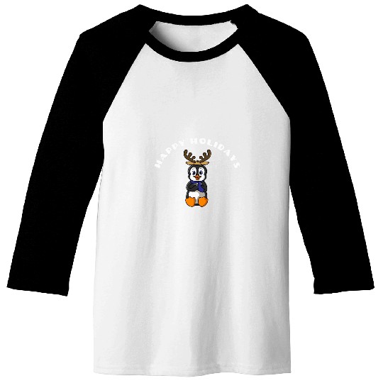 Penguin Pet Matching Christmas Happy Holidays Penguin Reindeer Baseball Tees