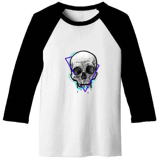 Skull Graffiti Geometry Teal Indigo Baseball Tees