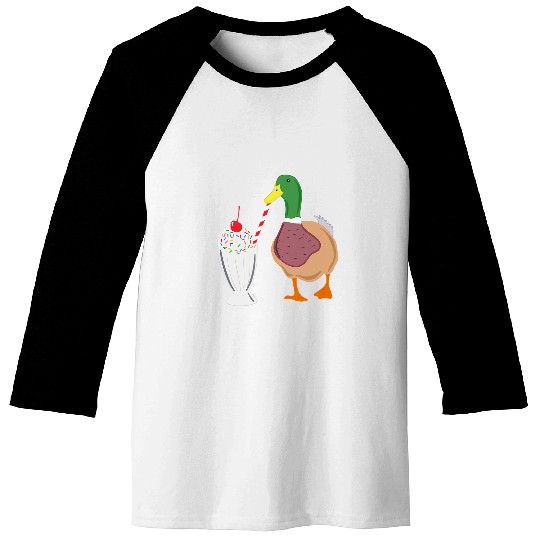 Duck Pet Milkshake Duck Funny Cartoon Mallard Duck Graphic Baseball Tees
