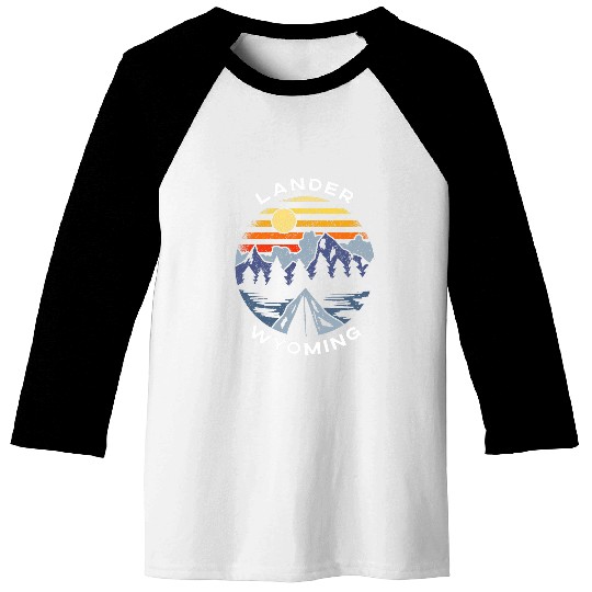 Lander Wyoming Mountains Camping WY Vacation Souvenir Baseball Tees