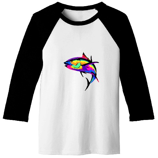 Pop Art Tuna Fishing Fish Saltwater Fishing Fisherman Angler Baseball Tees