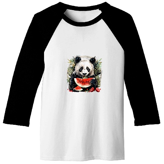 Panda Pet Watermelon Panda Bear Drawing Watermelons Fruit Watercolor Baseball Tees