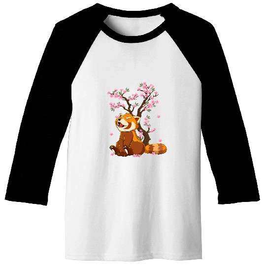 Panda Pet Kawaii Red Panda Japanese Cherry Blossom Baseball Tees