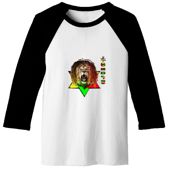 Lion Pet Roaring Rastafarian Reggae Lion of Judah Star Of David Baseball Tees