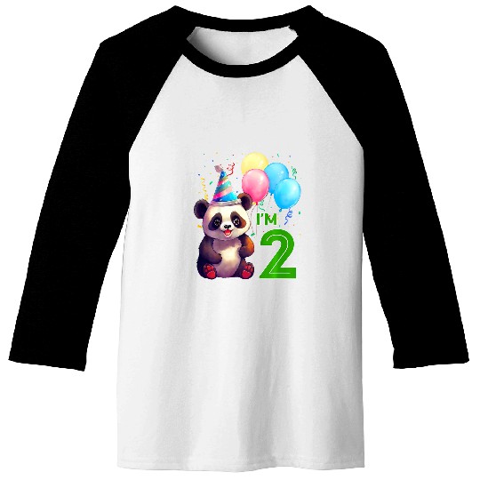 Panda Pet Kids 2 Years Old Gifts Party Animal Panda Lover 2nd Birthday Baseball Tees