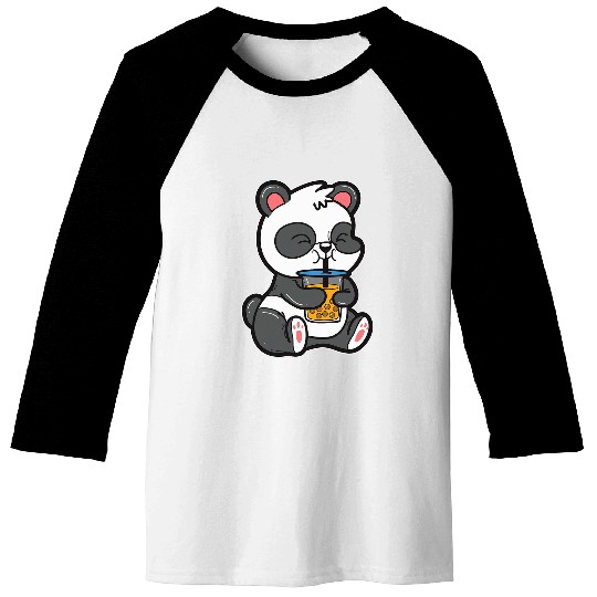 Panda Pet Kawaii Panda With Boba Tea Baseball Tees