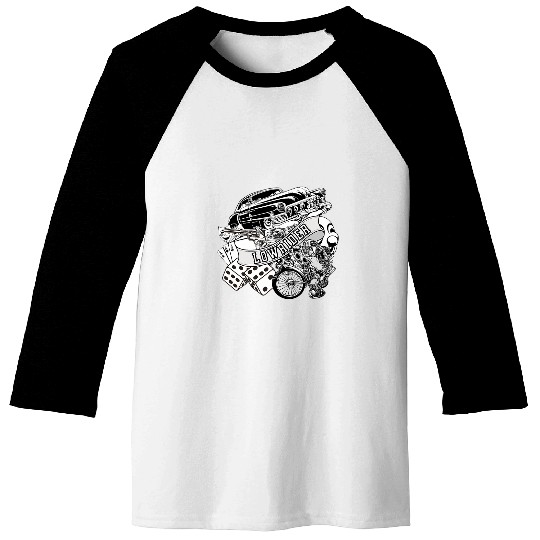 Lowrider Car Chicano Cholo Style Lowrider Bike Baseball Tees