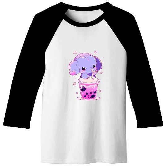 Elephant Pet Boba Tea Bubble Tea Anime Kawaii Baseball Tees