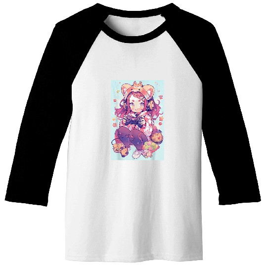 Hamster Pet Loving Gamer Girl Level Up Your Style Kawaii Design Baseball Tees