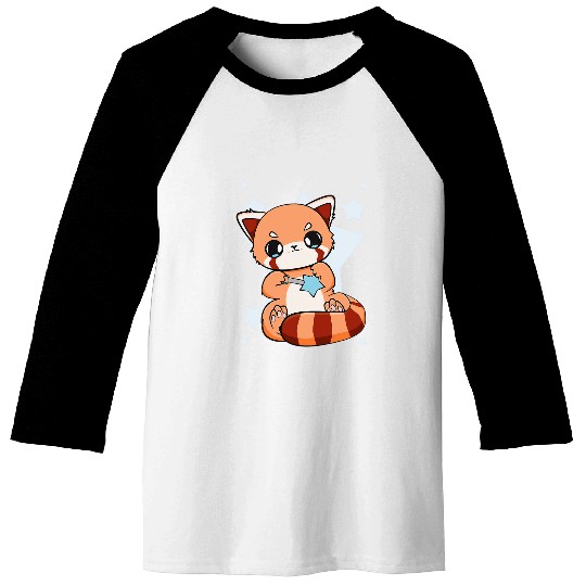 Panda Pet Kawaii Red Panda With Magic Wand Cute Chibi Anime Science Baseball Tees