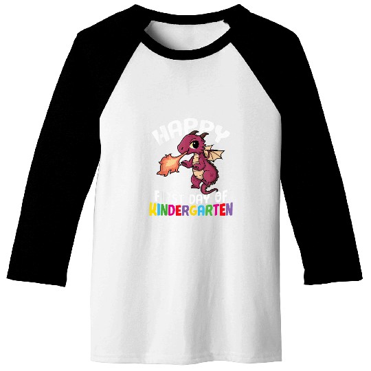 Dragon Pet Happy First Day of Kindergarten Chibi Kawaii Dragon Funny Baseball Tees