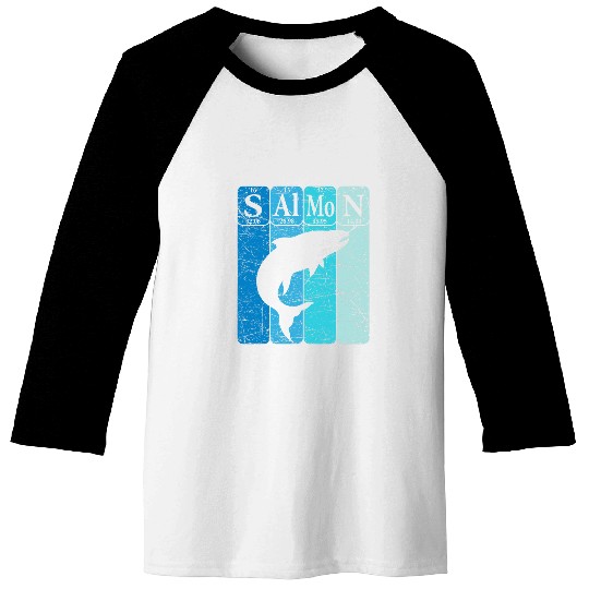 Salmon Periodic Table Elements Seafood Salmon Fishing Retro 1 Baseball Tees