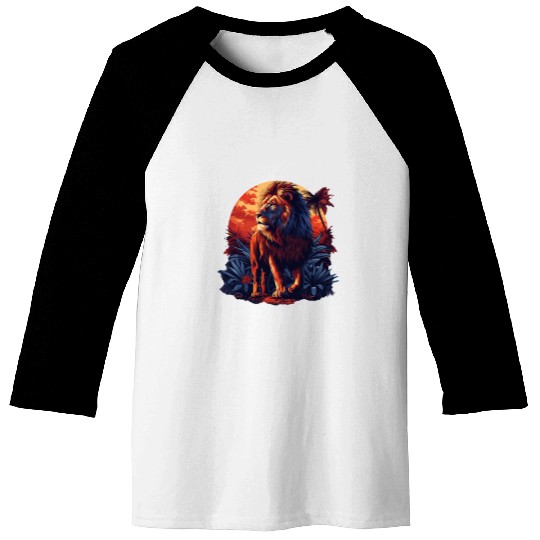 Lion Pet Roaming Jungle At Sunrise The King of the Jungle Lion Baseball Tees