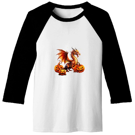 Dragon Pet Halloween Dragon Jack O Lantern Autumn Kids Boys Girls Baseball Tees