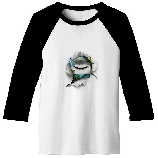 Shark Great White Shark Deep Sea Fishing Funny Shark Baseball Tees