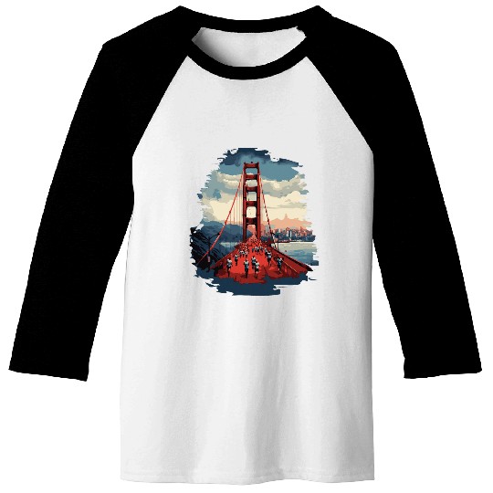 San Francisco Marathon Iconic Golden Gate Bridge Running Baseball Tees