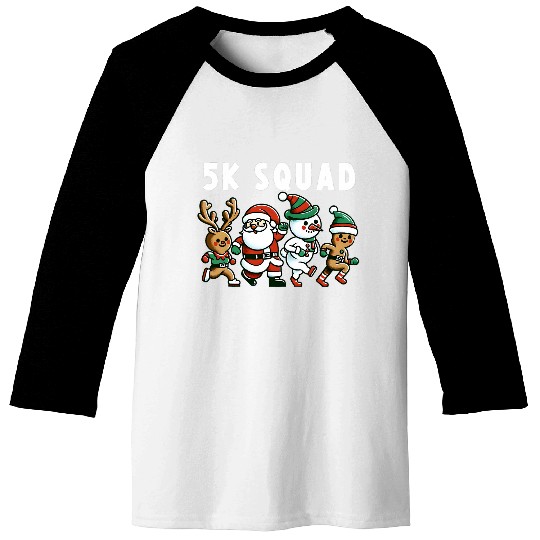 Running Christmas 5k Squad Fun Run Matching xmass Runner Baseball Tees