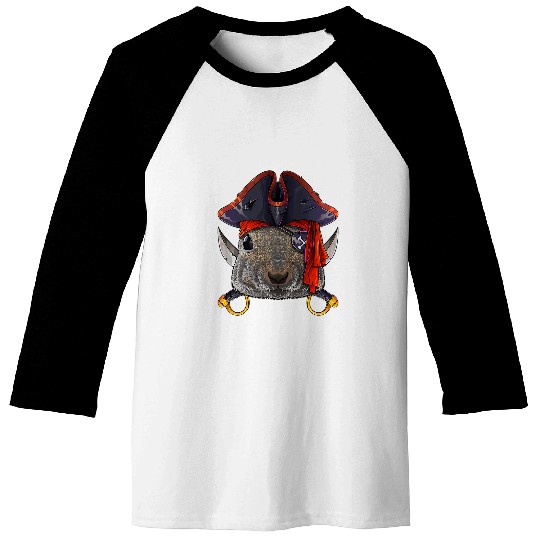 Squirrel Pet pirate squirrel jolly roger halloween costume crossbones Baseball Tees