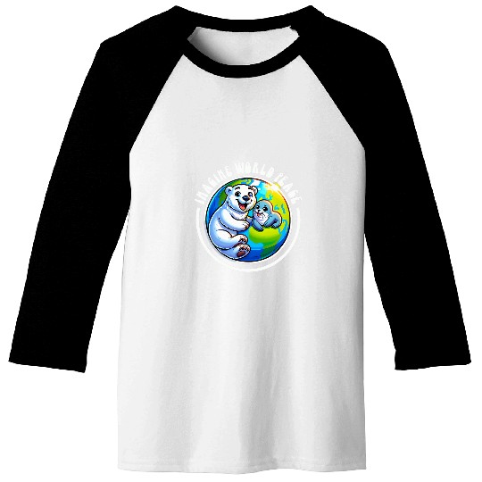 Bear Pet Imagine World Peace Earth Day Cute Polar Bear And Seal Baseball Tees