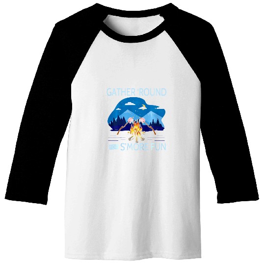 Kids Gather Round For Smore Fun Nature Camping Marshmallow 1 Baseball Tees