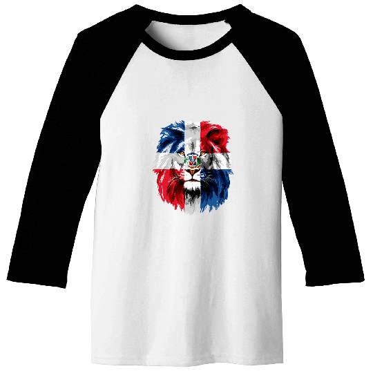 Lion Pet Dominican Republic Flag Lion Face Flag of the Dominican Baseball Tees