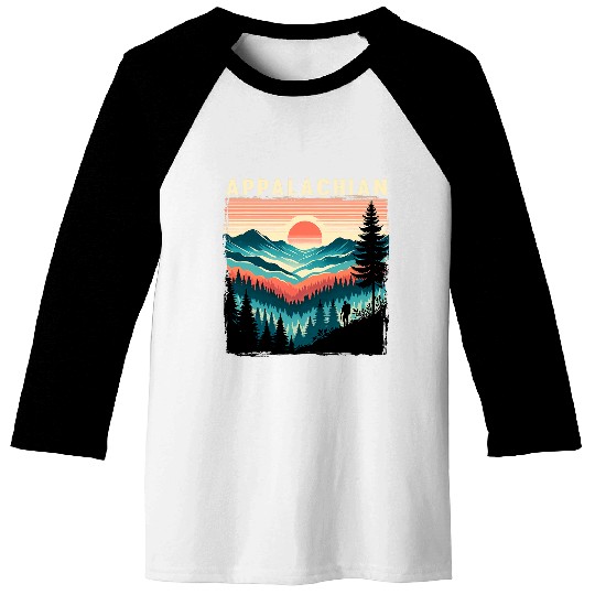 Trail Horizontal Stripe Appalachian Trail Hiking Camper Baseball Tees